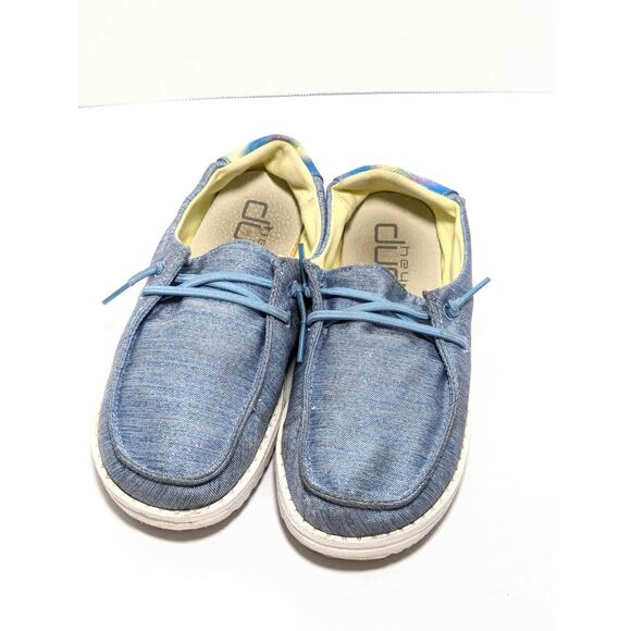 Hey Dude Wendy Youth Kids Sparkle Denim Blue Shoes Slip On Size 3 - Picture 2 of 7